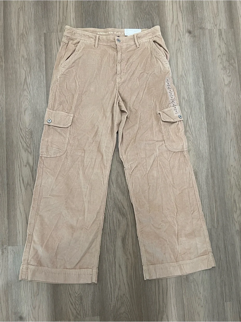 American Eagle Super High Rise Baggy Wide Leg Corduroy Cargo Pants Size 14 NWT